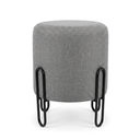 Ver imagem 1 de Puff Banqueta Decorativo com Base de Metal Ferro e Tecido em Linho - Cinza/Preto