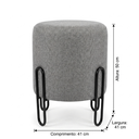 Ver imagem 3 de Puff Banqueta Decorativo com Base de Metal Ferro e Tecido em Linho - Cinza/Preto