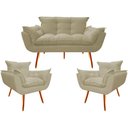 Ver imagem 1 de Conjunto Opalla 1 Namoradeira e 2 Poltronas Cor Bege