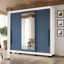 Ver imagem 1 de Roupeiro Valência 3 Portas Correr com Espelho 217x213cm Branco/Azul 240854