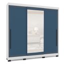 Ver imagem 2 de Roupeiro Valência 3 Portas Correr com Espelho 217x213cm Branco/Azul 240854