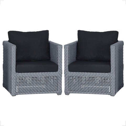 2 Poltronas Madri Alumínio Corda Náutica Estofado 12 Trama Original