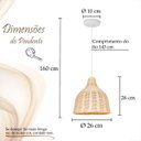 Ver imagem 7 de 3 Pendente de Rattan Fibra Natural Artesanal Vime Sala Nat13
