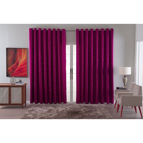 Cortina Jacquard Luxo em Tecido Semi Blackout Sala 2,70x2,30:vinho