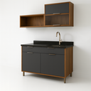 Ver imagem 2 de Conjunto Armários Modular para Lavanderia Balcão 120cm + Aéreos 160cm Armazenamento Mdf Multiuso:gra