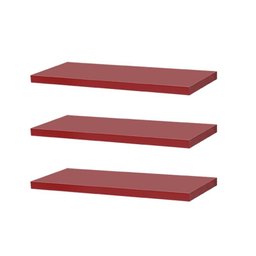 Kit 3 Prateleiras 40 x 20cm Vermelha Suporte Invisível - 1