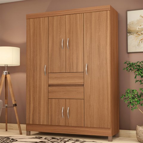 Guarda Roupa Ecom Ii em Mdp com 6 Portas 2 Gavetas Demobile