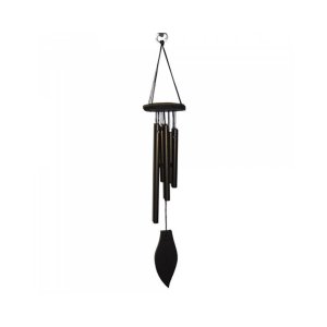Mobile Sino de Vento 5 Tubos Metal e Madeira 50 Cm Marrom
