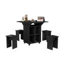 Ver imagem 1 de Mesa Dobrável Annie 4 Banquetas Mdf Retrátil Rodízios Multiuso Compacta Funcional:preto