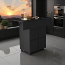 Ver imagem 4 de Mesa Dobrável Annie 4 Banquetas Mdf Retrátil Rodízios Multiuso Compacta Funcional:preto