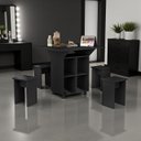 Ver imagem 3 de Mesa Dobrável Annie 4 Banquetas Mdf Retrátil Rodízios Multiuso Compacta Funcional:preto