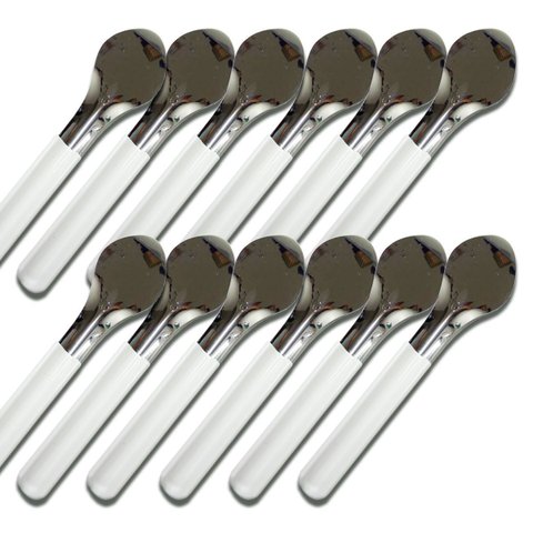 Kit 18 Espátula Sorvete Italiano Gelato Açai Inox 28 Cm Cabo Branco