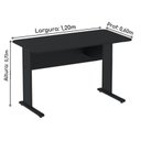 Ver imagem 2 de Mesa Escritório 1,20x0,60m s/ Gavetas - Cor Preto - Job - 43333