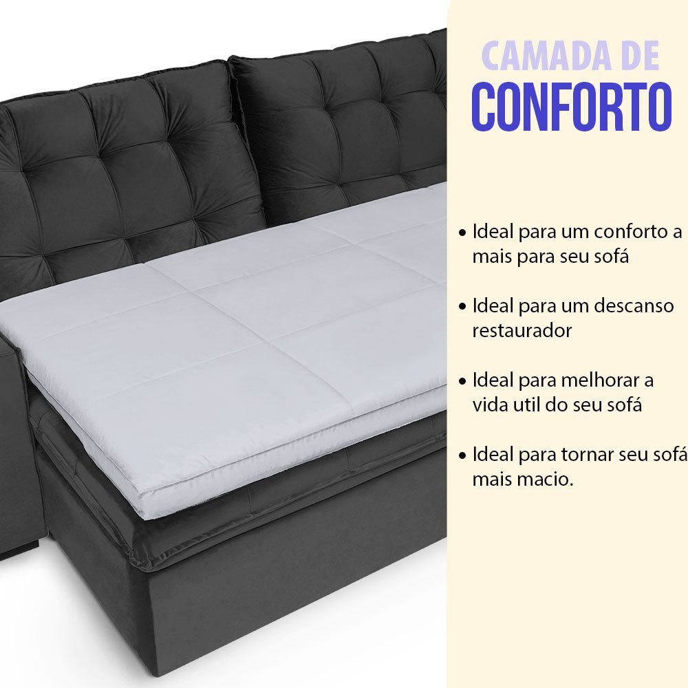 Pillow Top para Sofá Retrátil e Reclinável Fibras Macias Almofada 90x180cm Bf Colchões - 6