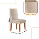 Ver imagem 3 de Mesa de Jantar Diane 180cm Tampo MDF Vidro 6 Cadeiras Lisboa Moderna Veludo Creme Off White Naturale