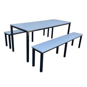 Mesa e Banco para Refeitório para 8 Lugares Rossi Cinza