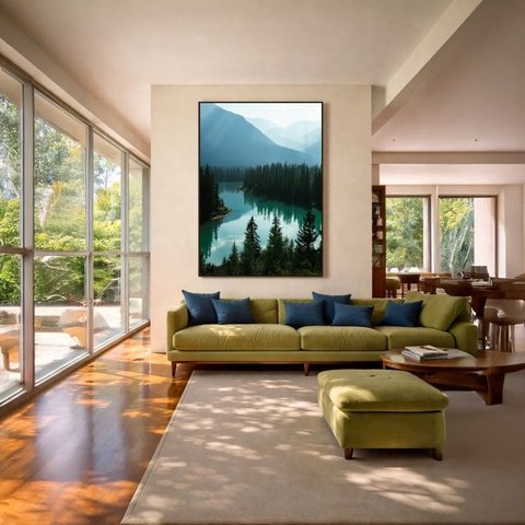 Quadro Canvas Lago Rio Pinheiros 70x50cm Mold Preta