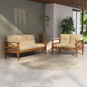 Ver imagem 2 de Jogo de Sofá Madeira Maciça 2 e 3 Lugares Liz Multimóveis Cr7004 Imbuia/bege