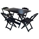 Ver imagem 1 de Conjunto de Mesa com 4 Cadeiras de Madeira Dobravel 120x70 Preto