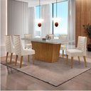 Ver imagem 4 de Mesa Sala de Jantar Aida 180cm e 6 Cadeiras Safira Moderna Veludo Creme/off White/imbuia