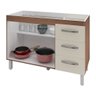 Balcão Cozinha Armário Gabinete para Pia de 120 cm Bianca 2 portas e 3 Gavetas Savana e Off-White - 3
