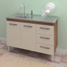 Balcão Cozinha Armário Gabinete para Pia de 120 cm Bianca 2 portas e 3 Gavetas Savana e Off-White - 2