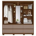 Ver imagem 3 de Guarda Roupa Solteiro Atena 2 Portas 6 Gavetas Flex Nogueira/capuccino com Led – Móveis Albatroz