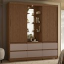 Ver imagem 2 de Guarda Roupa Solteiro Atena 2 Portas 6 Gavetas Flex Nogueira/capuccino com Led – Móveis Albatroz