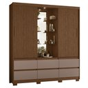 Ver imagem 1 de Guarda Roupa Solteiro Atena 2 Portas 6 Gavetas Flex Nogueira/capuccino com Led – Móveis Albatroz