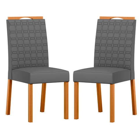 Conjunto com 2 Cadeiras de Jantar Estofadas Mariah Ypê/veludo Cinza Ja02 - New Ceval 13054/341