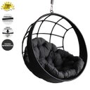 Ver imagem 2 de Balanço Suspenso Ninho Preto com Almofada Impermeável Cinza e Mola, Mosquetão