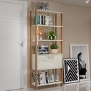 Ver imagem 1 de Estante de Livros Contemporâneo MDF 73CMX185CM Branco/Freijo/Off White