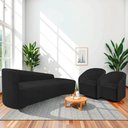 Ver imagem 3 de Kit Sofá Curvo França 180cm Ld. e 2 Poltronas Luiza Max Conforto, Bouclé Preto