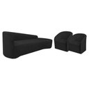 Ver imagem 1 de Kit Sofá Curvo França 180cm Ld. e 2 Poltronas Luiza Max Conforto, Bouclé Preto