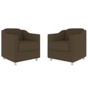 Ver imagem 2 de Kit 2 Poltrona Decorativa para Sala, Escritorio, Recepção Tila Suede Marrom