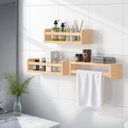 Ver imagem 3 de Prateleiras Flutuantes de Parede para Quarto Infantil , Madeira Natural, Conjunto de 3 Prateleira