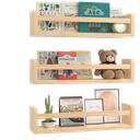 Ver imagem 1 de Prateleiras Flutuantes de Parede para Quarto Infantil , Madeira Natural, Conjunto de 3 Prateleira