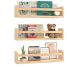 Prateleiras Flutuantes de Parede para Quarto Infantil , Madeira Natural, Conjunto de 3 Prateleira - 1