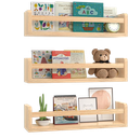 Ver imagem 1 de Prateleiras Flutuantes de Parede para Quarto Infantil , Madeira Natural, Conjunto de 3 Prateleira