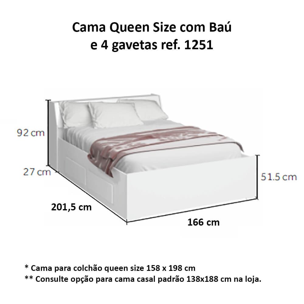 Cama Baú Queen Size com 4 Gavetas Ilan 1251 Castanho - 4