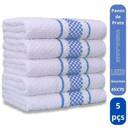 Kit 5 Pano de Prato Super Luxo Atoalhado Premium Gourmet Beka - Azul Claro - 2