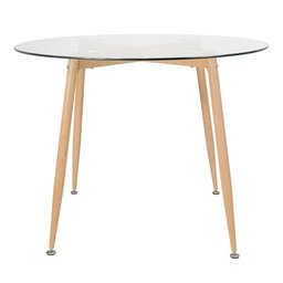 Mesa redonda com tampo de vidro 100 cm + 4 cadeiras Clarice Cloe Amarelo - 5