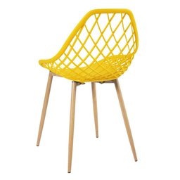 Mesa redonda com tampo de vidro 100 cm + 4 cadeiras Clarice Cloe Amarelo - 4