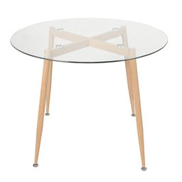 Mesa redonda com tampo de vidro 100 cm + 4 cadeiras Clarice Cloe Amarelo - 6