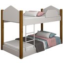 Ver imagem 3 de Beliche Infantil Vale Verona com Escada e Grade MDF Branco e Mel 77cm Divaloto Móveis