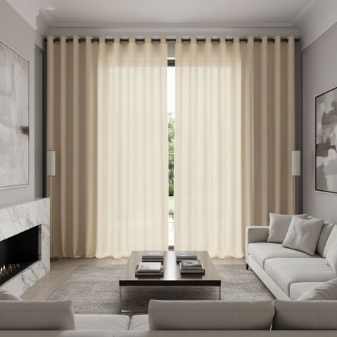 Cortina Gaze Linho com Semi Blackout com Ilhós 2,80 X 1,70 Metros - Trigo