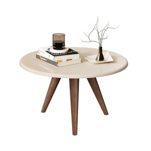 Mesa de Centro Lívia Sala Decorativa Redonda Tripé Pés Palito - Jm3:off White