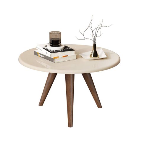 Mesa de Centro Lívia Sala Decorativa Redonda Tripé Pés Palito - Jm3:off White