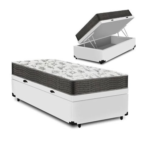 Cama Box com Baú Solteiro + Colchão Solteiro ISO 100 D33 (88x188x58) - Ortobom