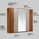Ver imagem 5 de Guarda Roupa Casal 6 Portas com Ripado e com Espelho 6 Gavetas Equador - Nogueira/nude Prime Tx